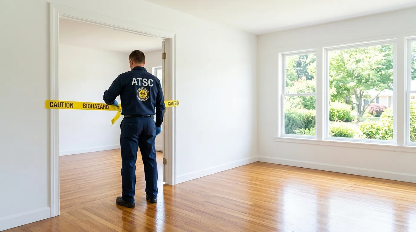 Certified biohazard cleanup crew performing Trauma Scene Cleanup in Danville